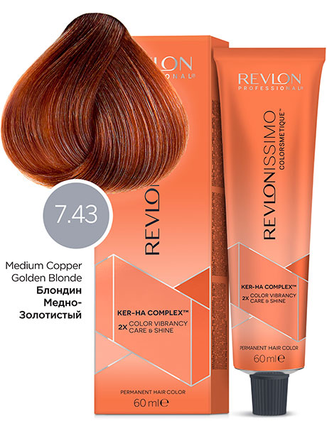 Revlon Revlonissimo Краска для волос СС 7.43 Блондин медно золотистий 60 мл